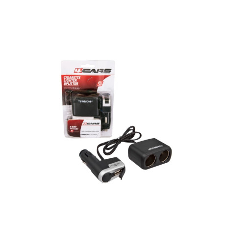 4CARS ROZDVOJKA ZAPAĽOVAČA 12/24V S USB