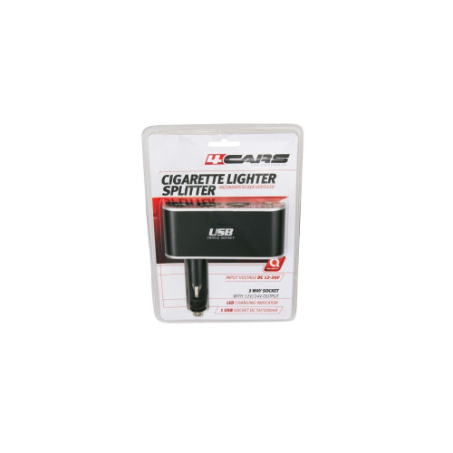 4CARS ROZTROJKA ZAPAĽOVAČA 12/24V S USB Č.2